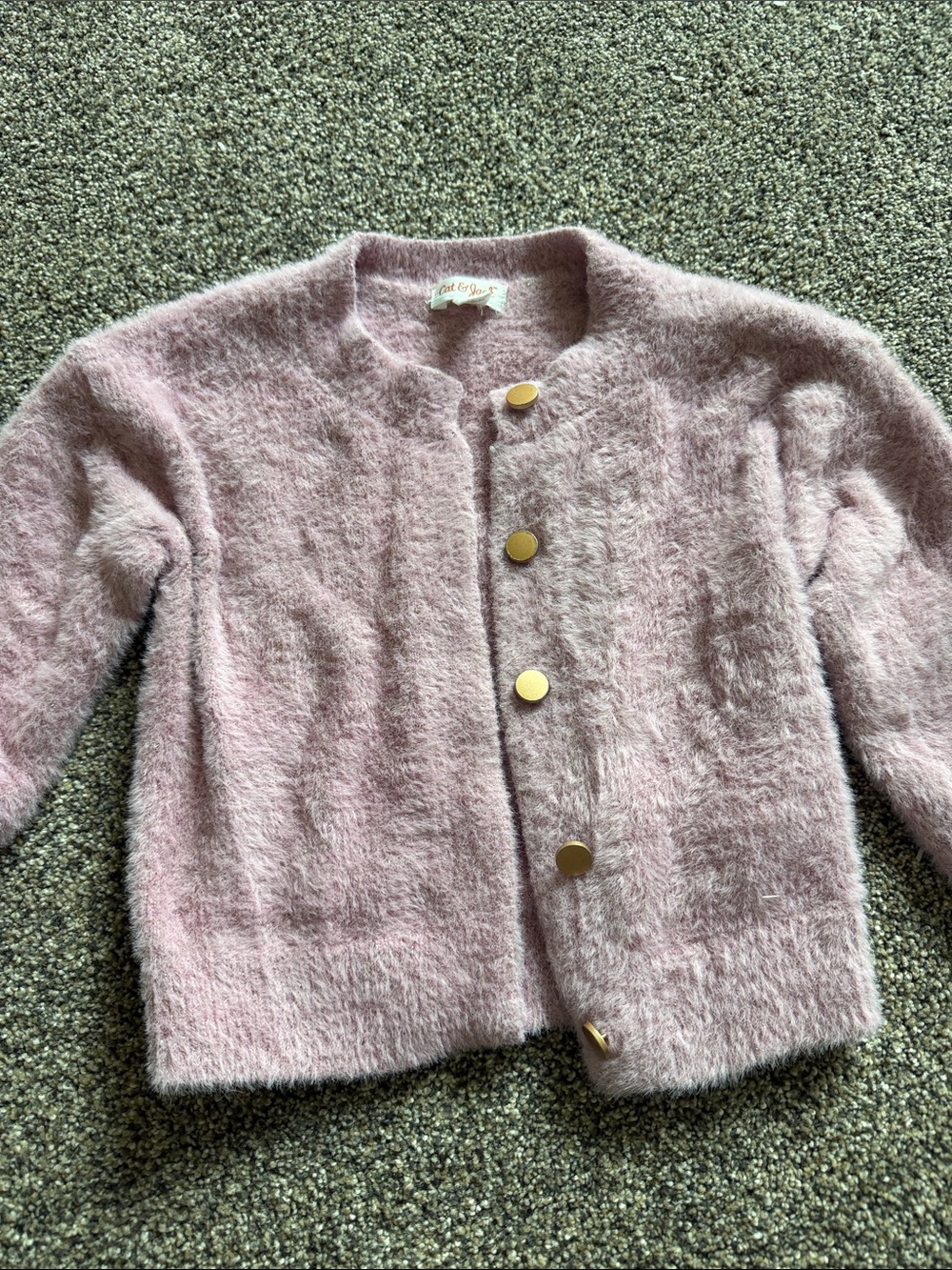 Cat & Jack Plush Pink Girls Jacket with Gold Buttons